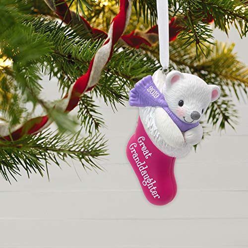 Hallmark Keepsake Ornament 2019 Year Dated, Granddaughter Bear in Christmas Stocking