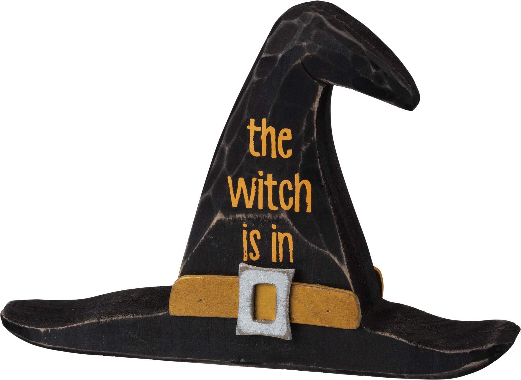 Primitives by Kathy The Witch Is In Wooden Witch Hat Decor