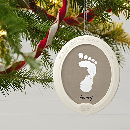 Hallmark Keepsake 2017 Little Feet, Big Blessing Baby's Footprint Porcelain Dated Christmas Ornament Kit