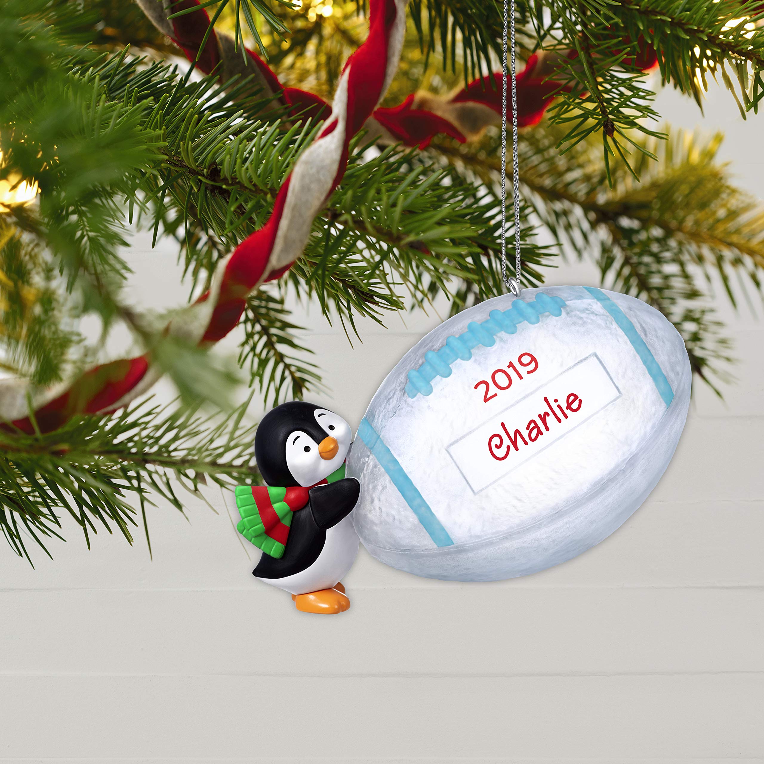 Hallmark Keepsake Christmas 2019 Year Dated Football Star Penguin DIY Personalized Ornament