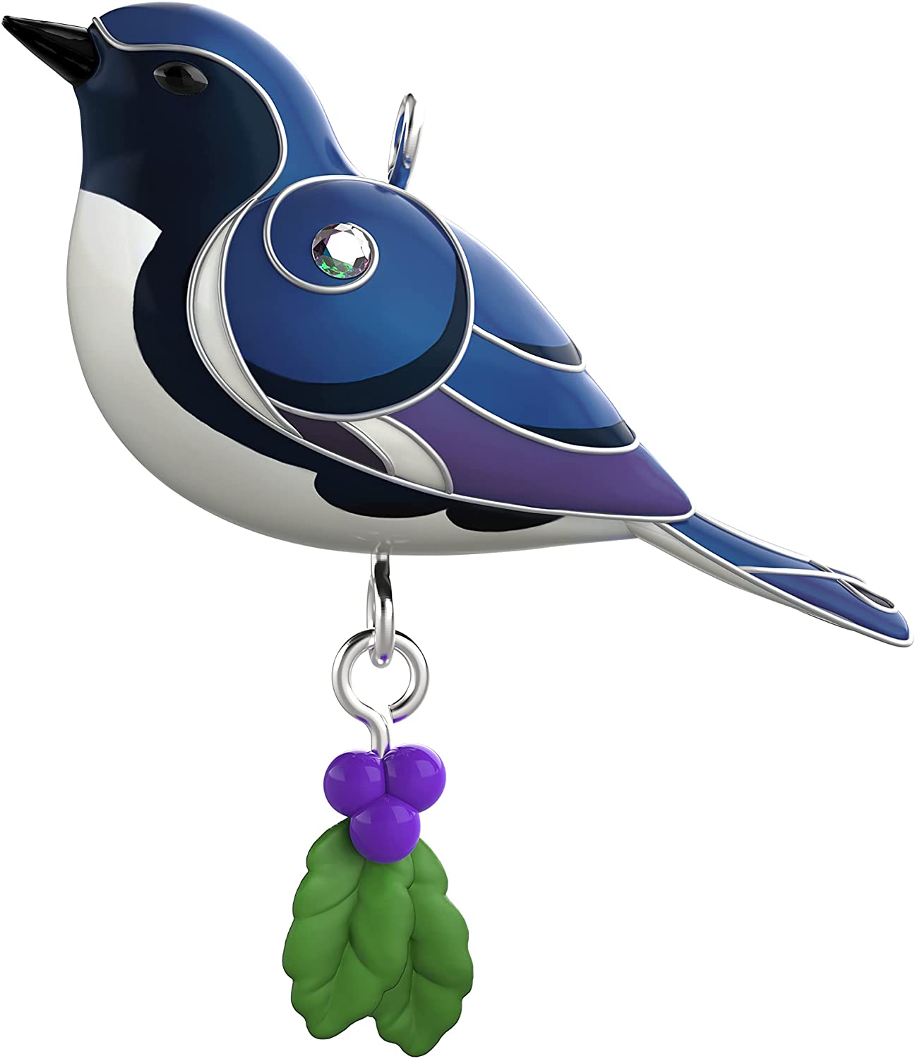 Hallmark Miniature Ornament "Black-Throated Blue Warbler".  Size Approx: 1.23 x 1.3 x 0.75