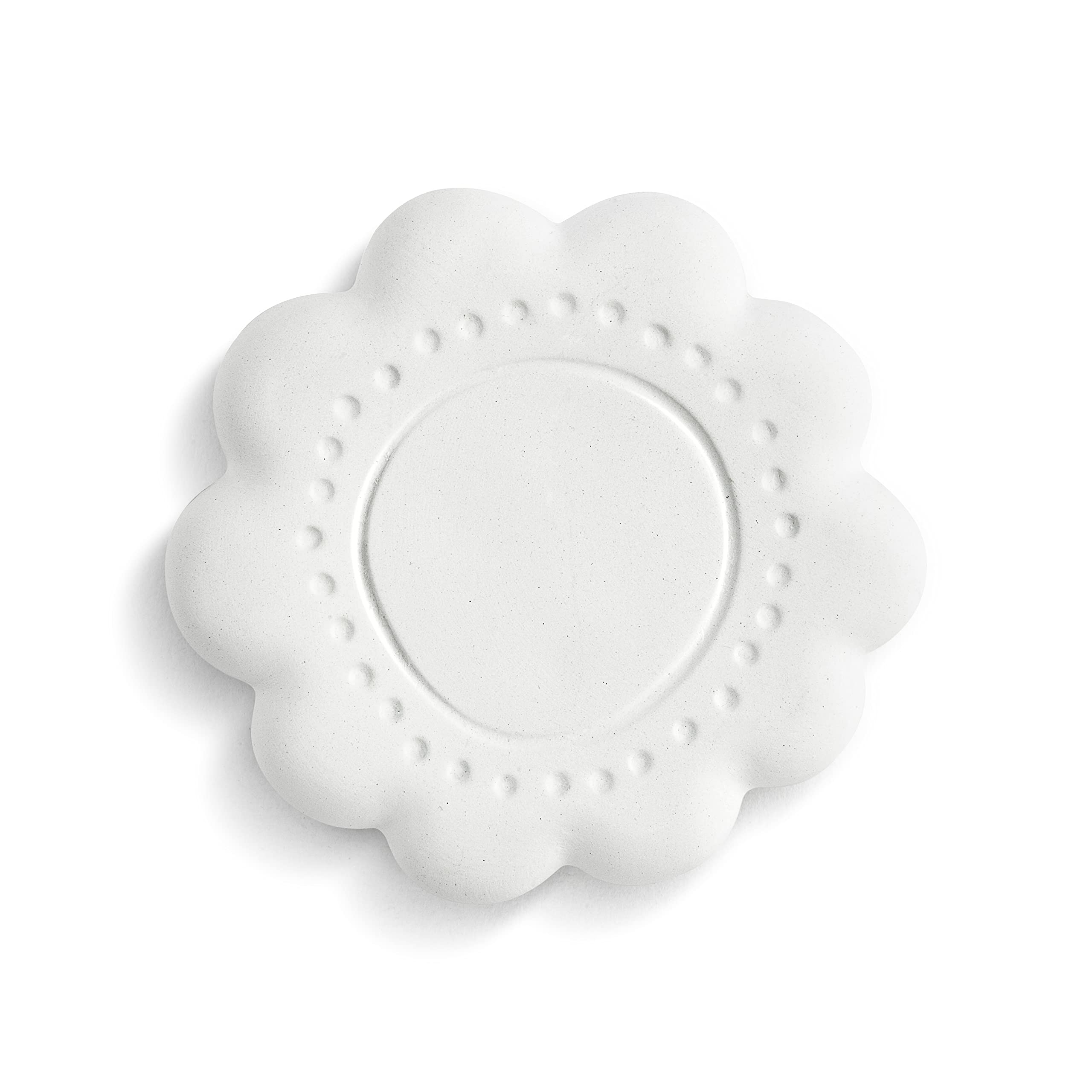 Demdaco Flower Shape White 3.5 x 3 Earthenware Ceramic Aroma Diffuser Stone