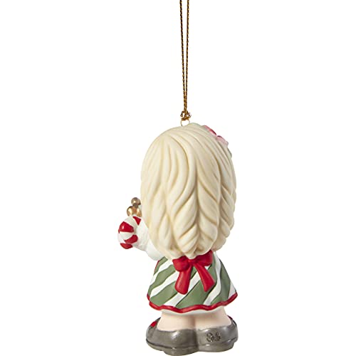 Precious Moments 211002 You Fill Me with Christmas Cheer 2021 Dated Girl Bisque Porcelain Ornament , White