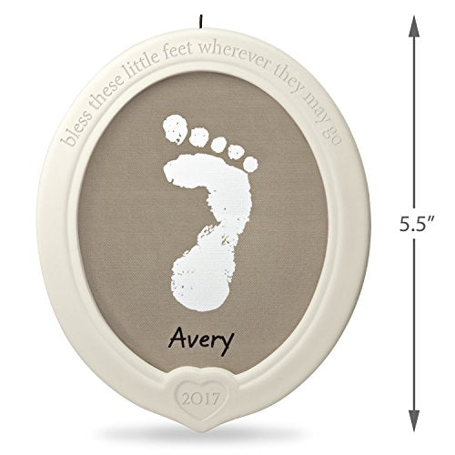 Hallmark Keepsake 2017 Little Feet, Big Blessing Baby's Footprint Porcelain Dated Christmas Ornament Kit