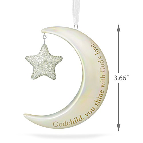 Hallmark Keepsake 2017 Godchild, You Shine Moon and Stars Porcelain Dated Christmas Ornament
