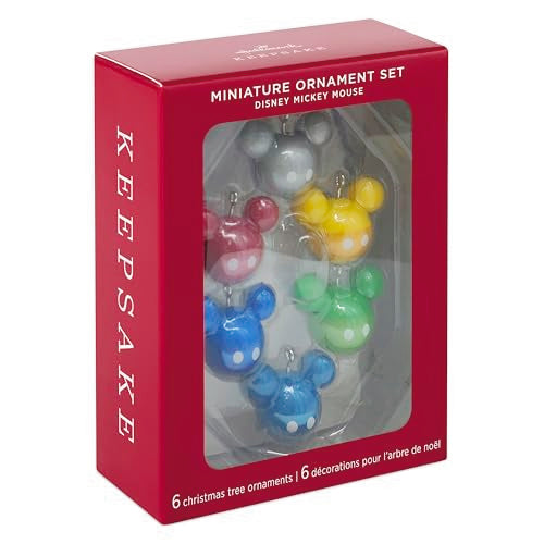 Hallmark Keepsake Miniature Christmas Ornaments 2023, Disney Mickey Mouse, Mini Set of 6, Gifts for Disney Fans