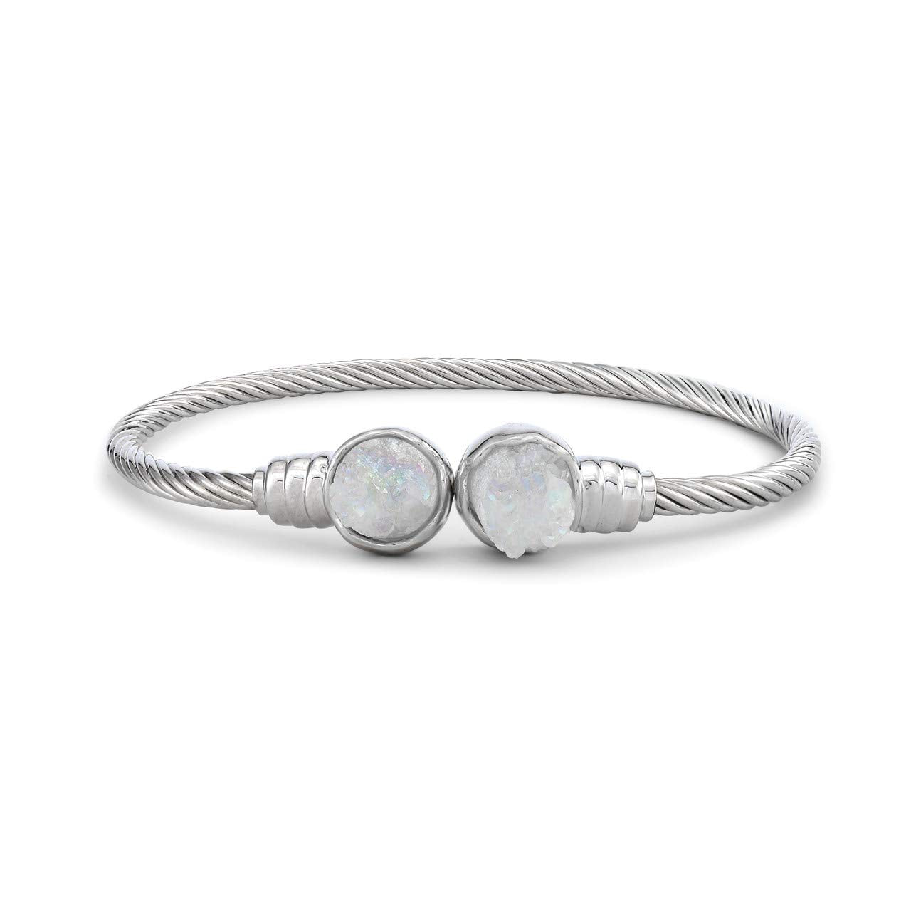 DEMDACO April Druzy Birthstone Diamond White Stone One Size Brass Metal Bracelet