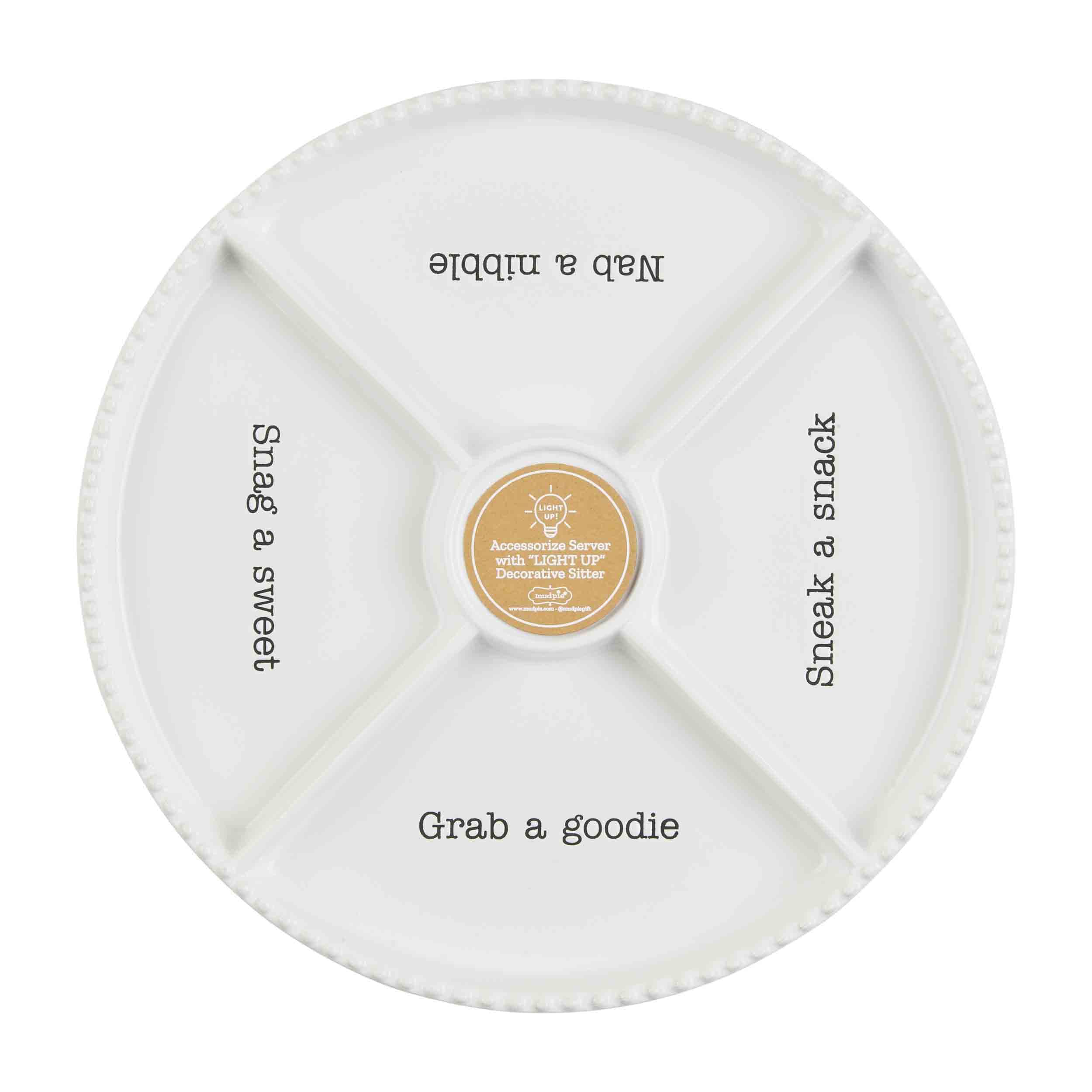 Mud Pie Circa Divided Tray, White, 12 1/4" dia | Base for Interchangable Platter Inserts