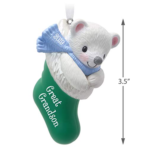 Hallmark Keepsake Ornament 2019 Year Dated, Grandson Bear in Christmas Stocking
