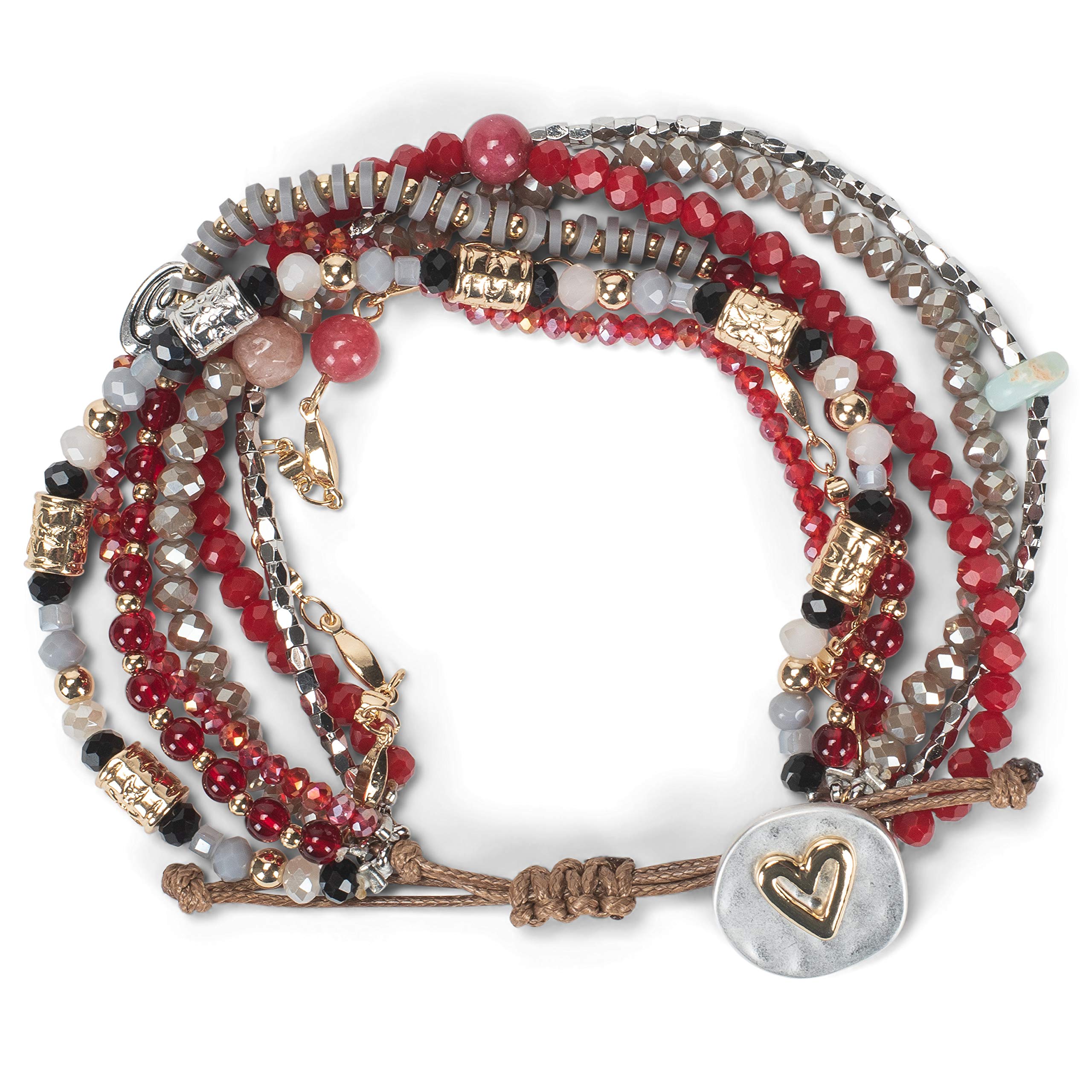 DEMDACO Beaded Prayer Garnet Red One Size Fits Most Glass and Metal Charm Bracelet