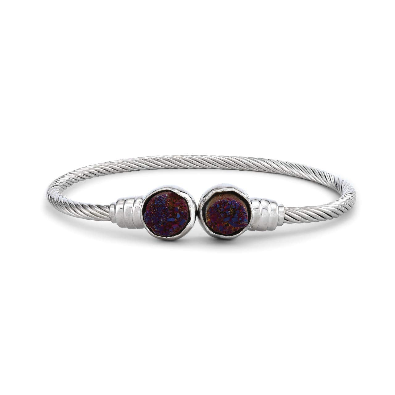 DEMDACO January Druzy Birthstone Garnet Purple Stone One Size Brass Metal Bracelet