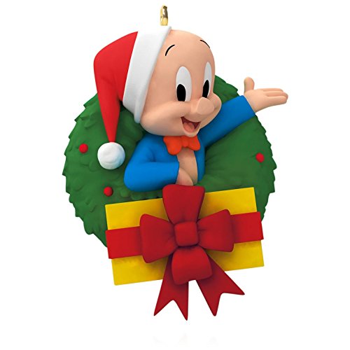 Hallmark Looney Tunes - Merry Christmas, Folks! Porky Pig Wreath Ornament 2015