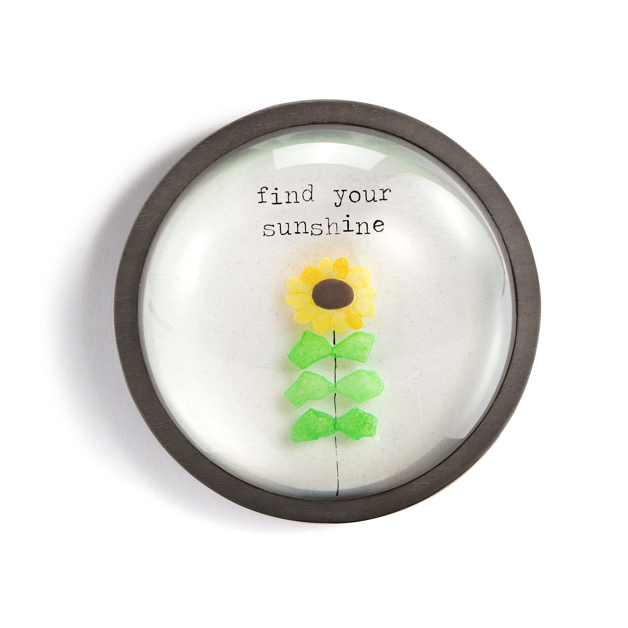 DEMDACO Sharon Nowlan Find Your Sunshine Sunflower Yellow 3.5 x 3.5 Glass Paperweight