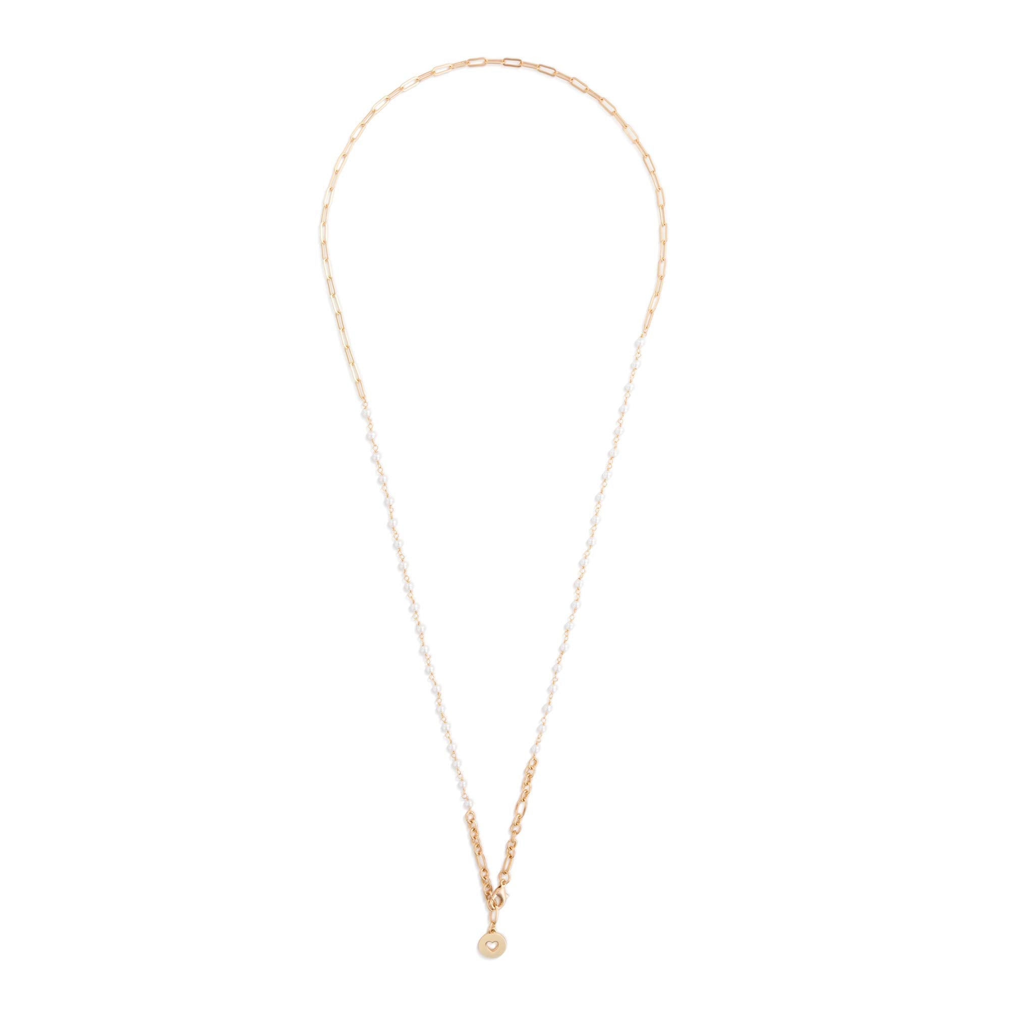 DEMDACO Wrapped In Prayer Gold Tone Beaded Love Heart 35 inch Brass Metal Chain Pendant Necklace