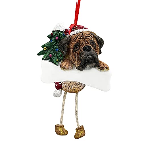 Bullmastiff Ornament with Unique "Dangling Legs" Hand Painted and Easily Personalized Christmas Ornament