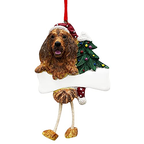 E&S Pets Irish Setter Tree Ornament - Red Santa Hat Dangling Paws - Personalizable - Irish Setter Gifts - Hanging Ornament Figurine - Hand Painted Dog Christmas Ornaments - Perfect for Pet Lovers