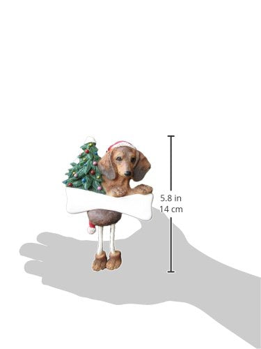 Dachshund Ornament Red with Unique "Dangling Legs" Hand Painted and Easily Personalized Christmas Ornament