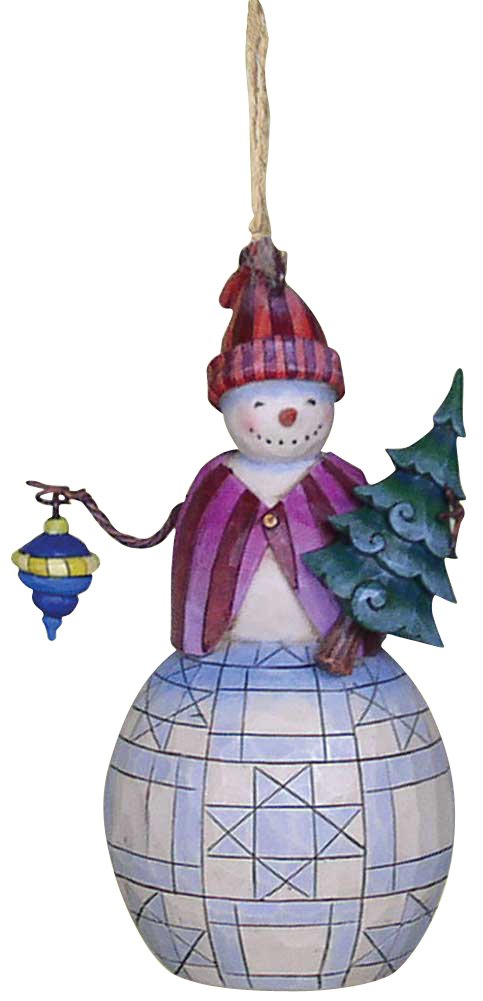 Jim Shore Heartwood Creek Snowman with Christmas Tree Hanging Ornament 4014339
