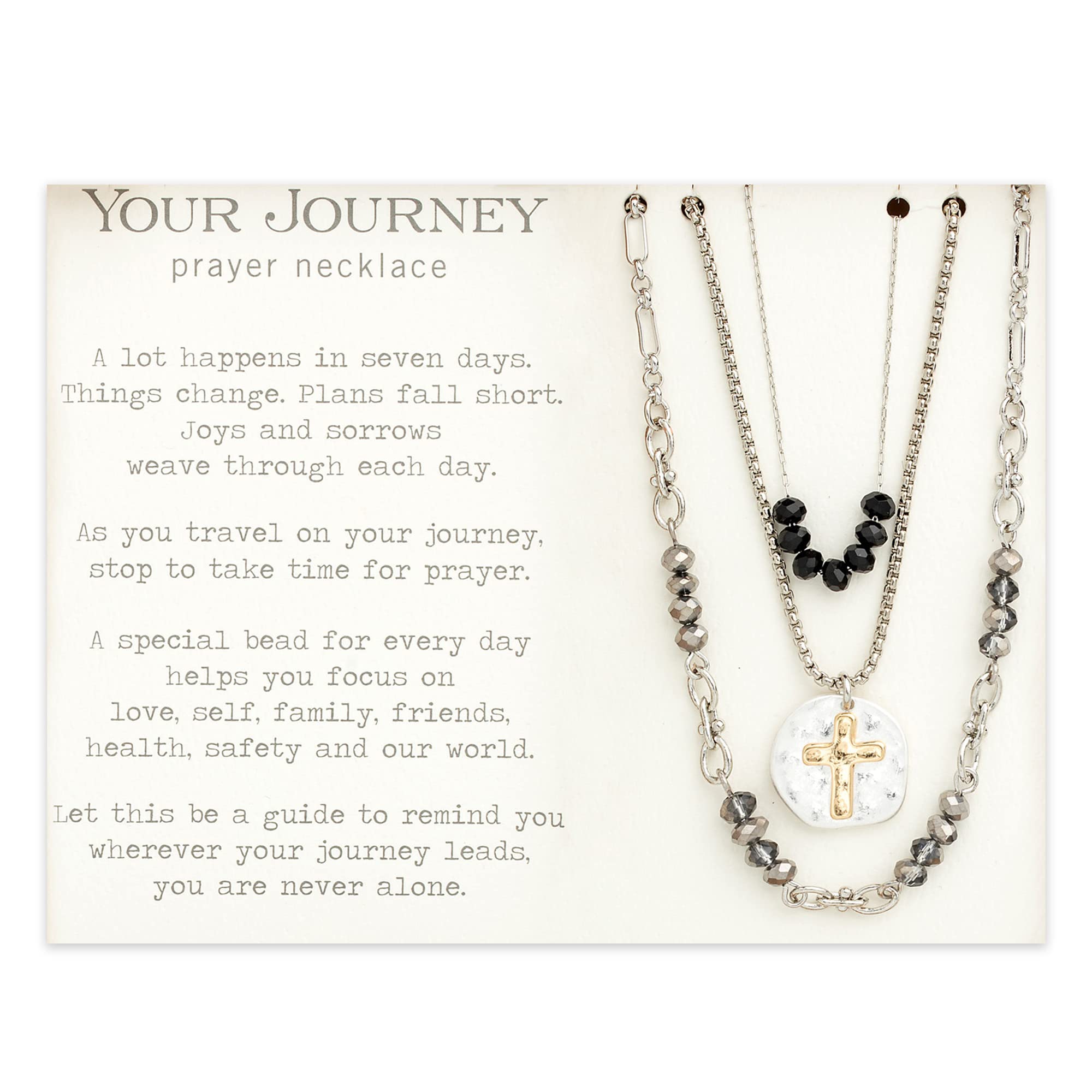 DEMDACO Beaded Cross Silver Tone Black One Size Brass Layered Prayer Necklace