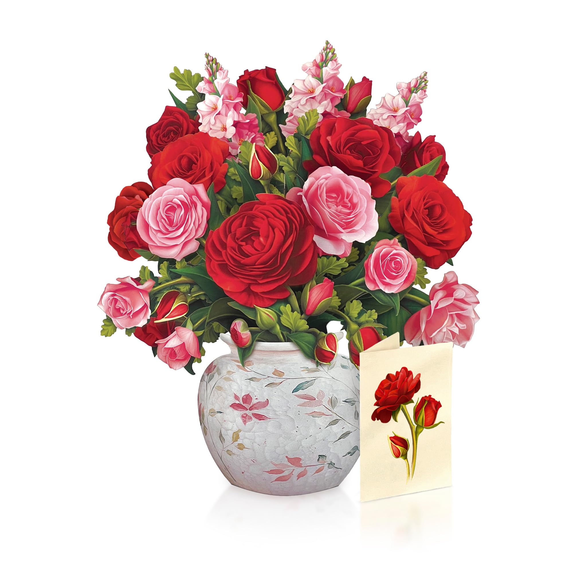 Freshcut Paper Pop Up Cards, Blooming Roses, 12 Inch Life Sized Forever Flower Bouquet 3D Popup Greeting Cards, Valentine's Day, Anniversary Card, Note Card & Envelope