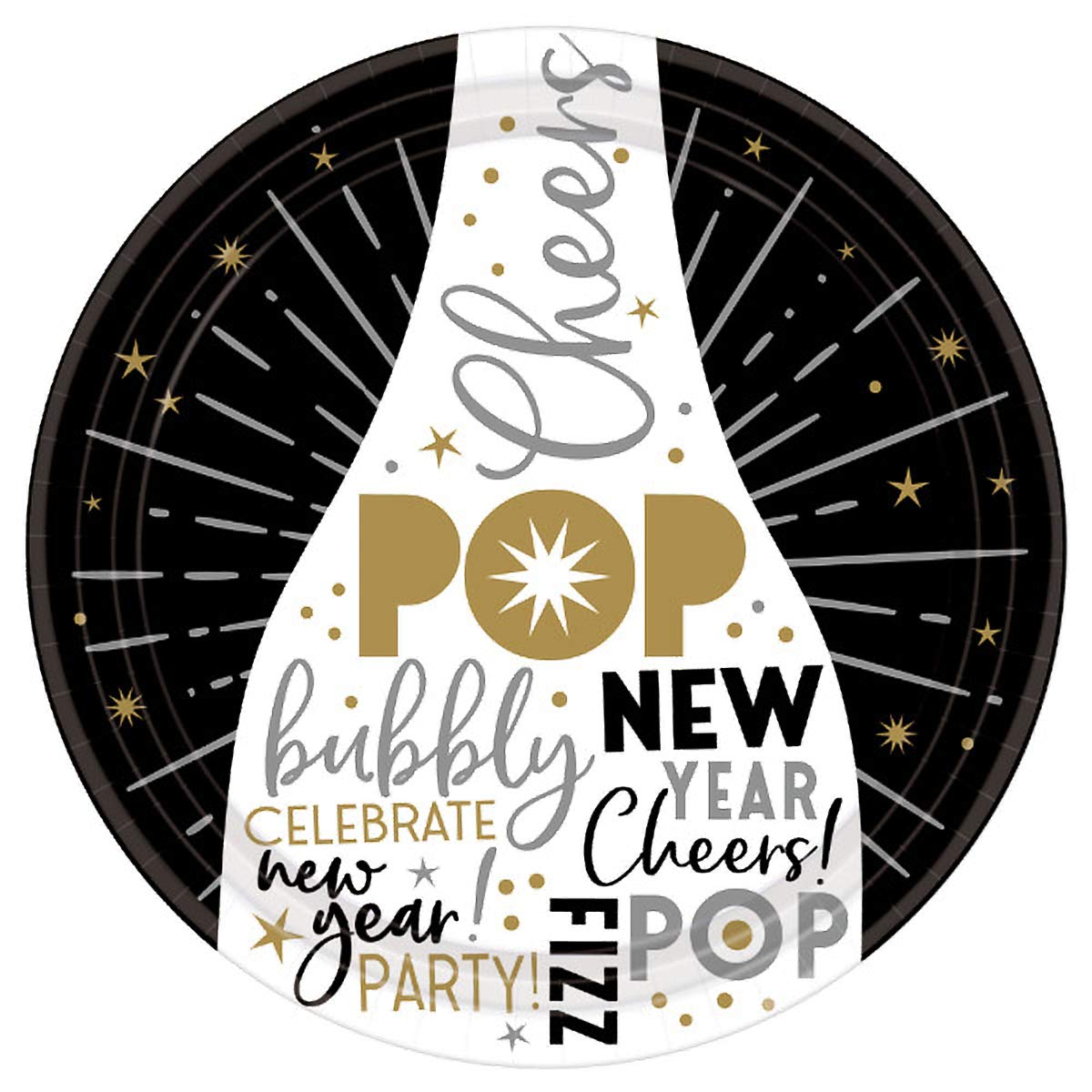 Celebrate The New Year Round Paper Plates - 7" | Multicolor | Pack of 8