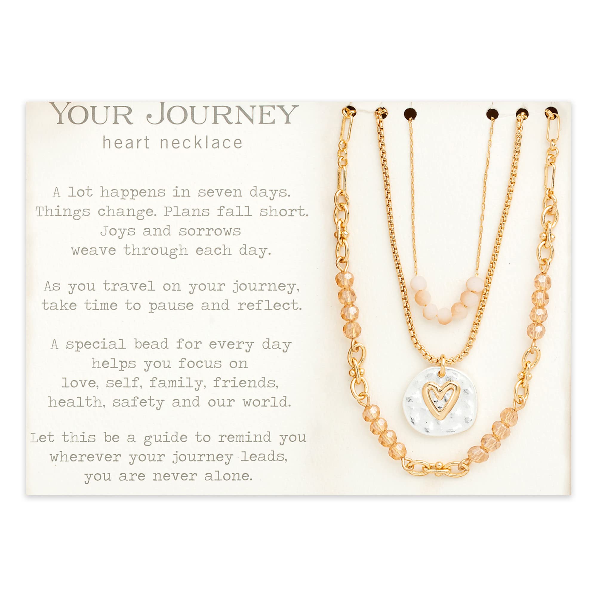 DEMDACO Beaded Heart Love Champagne One Size Brass Layered Prayer Necklace