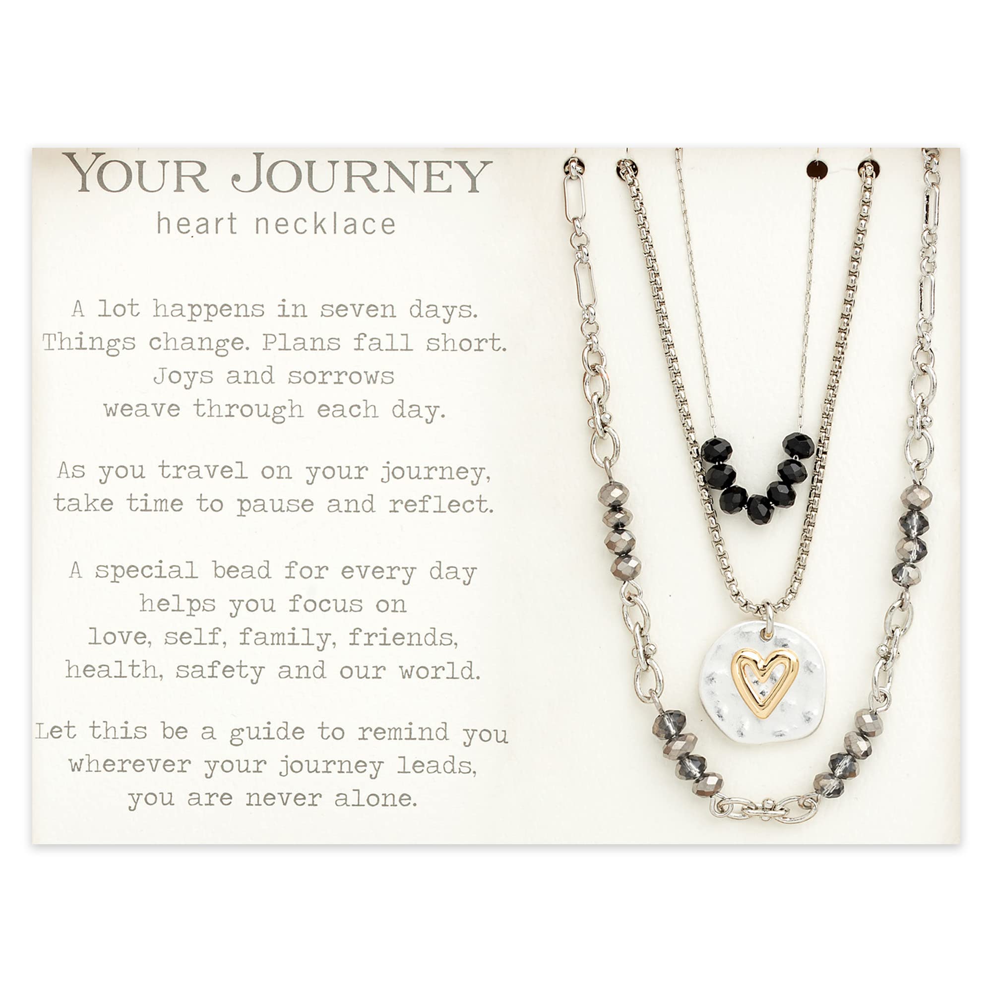 DEMDACO Beaded Heart Love Silver Tone Black One Size Brass Layered Prayer Necklace