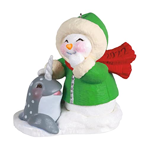 Hallmark Keepsake Christmas Ornament 2022 Year-Dated, Snow Buddies Snowman and Narwhal