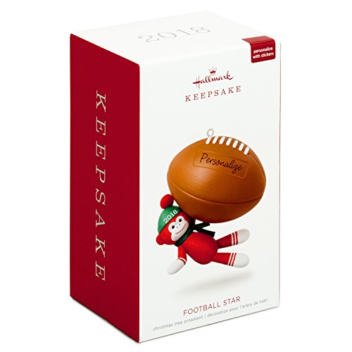 Hallmark Keepsake Personalized Christmas Ornament 2018 Year Dated, Football Star Sock Monkey