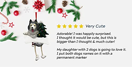 Siberian Husky Ornament with Unique "Dangling Legs" Hand Painted and Easily Personalized Christmas Ornament