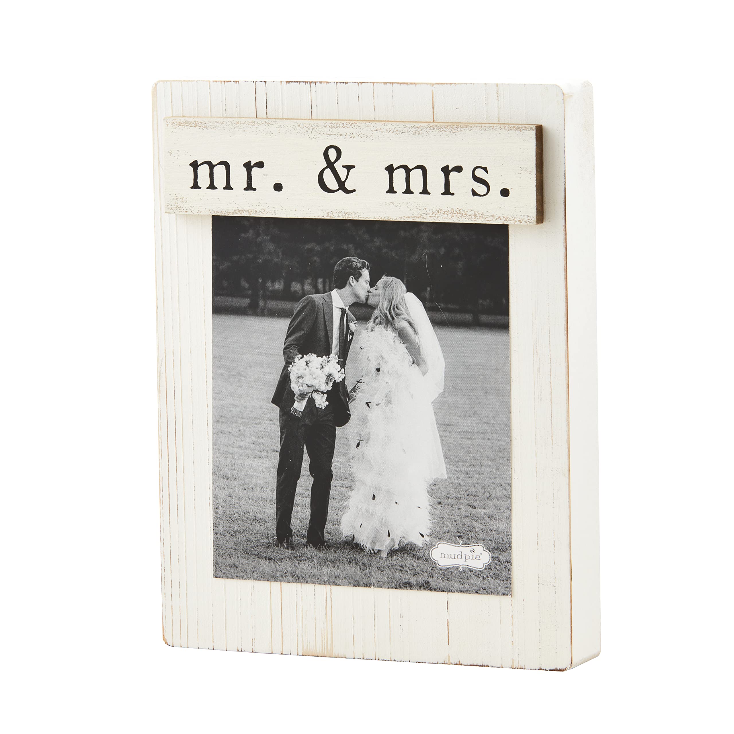 Mud Pie Mr Mrs Magnetic Block Frame, White
