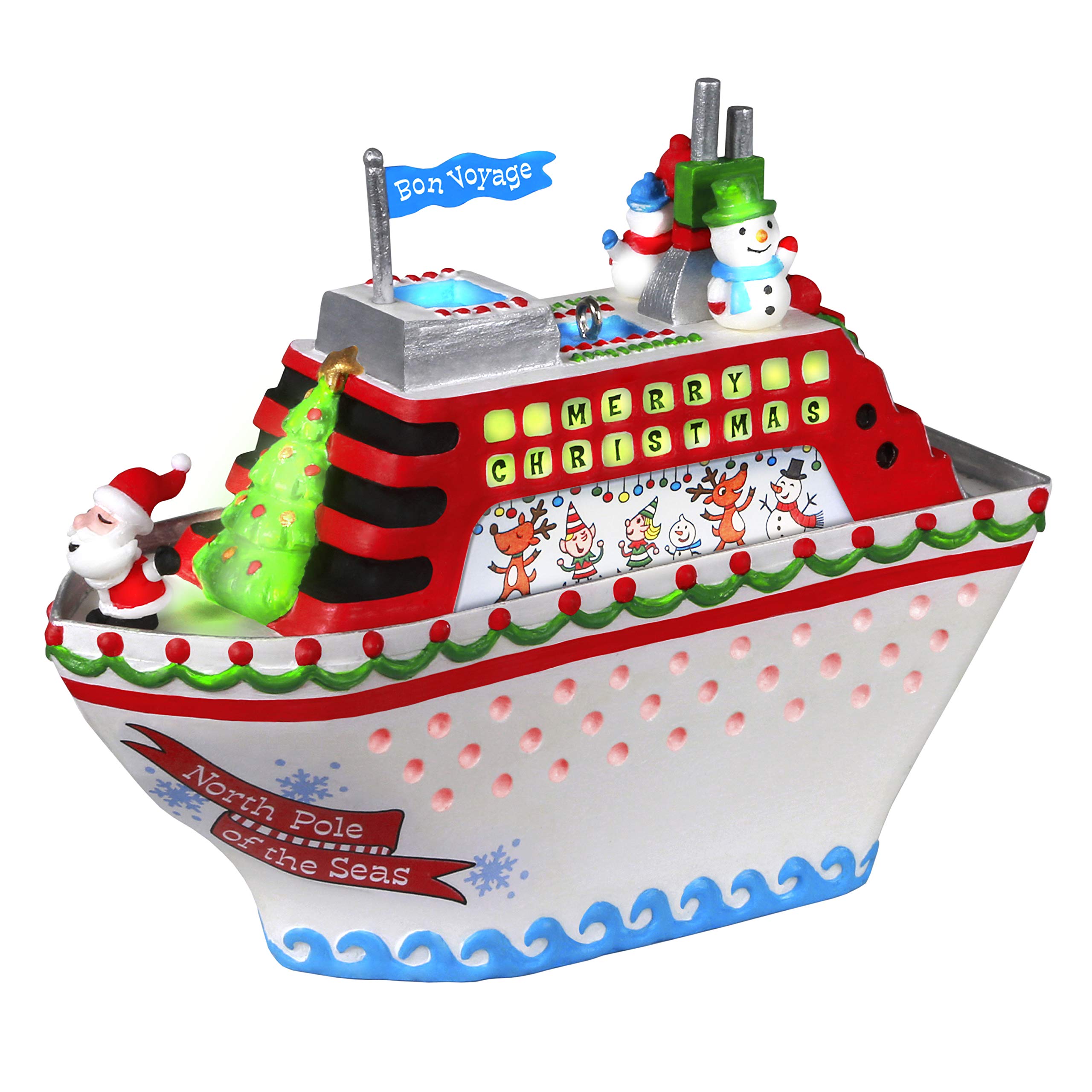 Hallmark Keepsake Ornament 2020, Christmas Cruisin' Santa Claus Cruise Ship Boat, Musical with Light