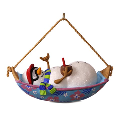Hallmark Keepsake 2017 Mele Kalikimaka Snowman in Hammock Musical Christmas Ornament
