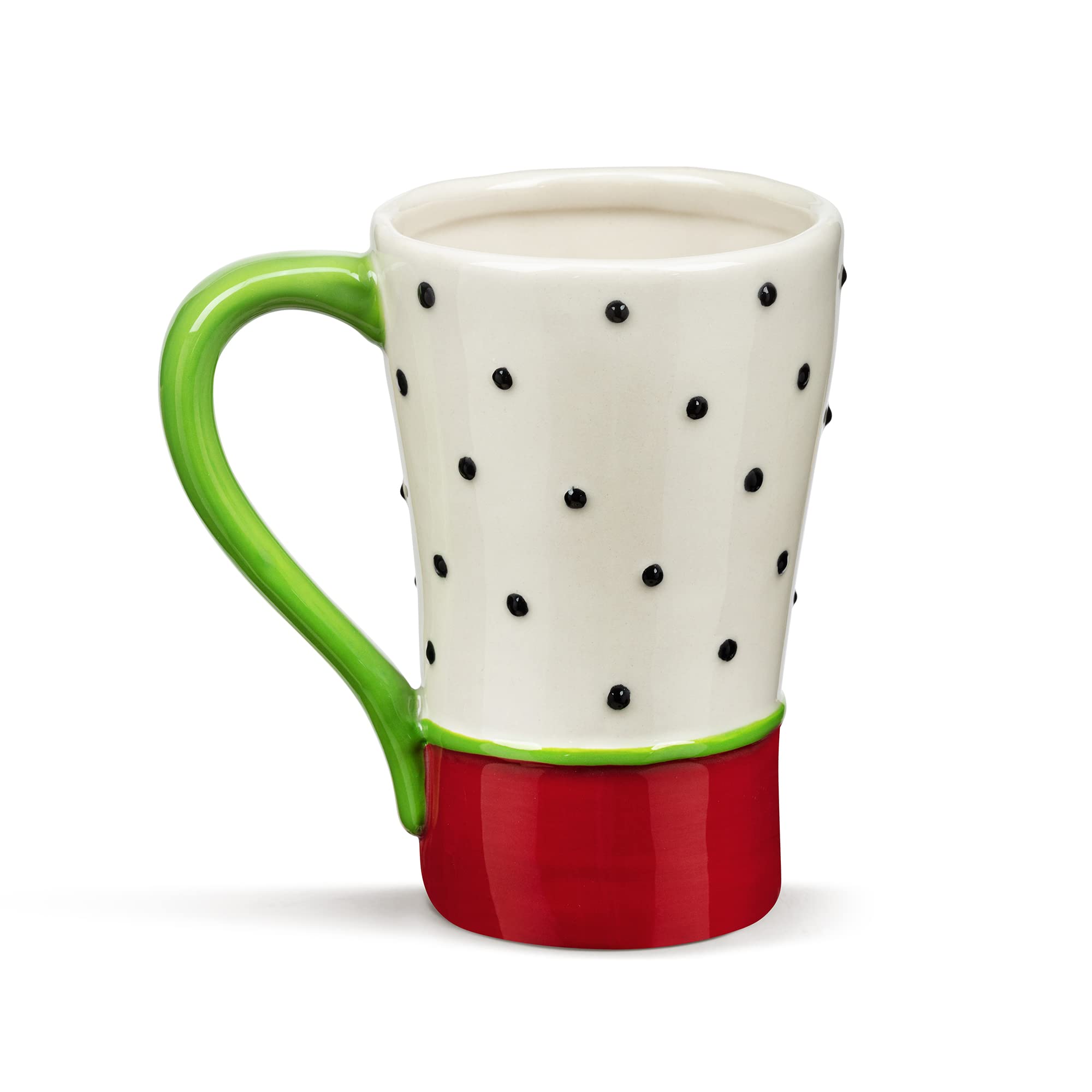 DEMDACO Wrapped Presents Red and Green 16 Ounces Stoneware Polka Dot Christmas Coffee Cup Mug