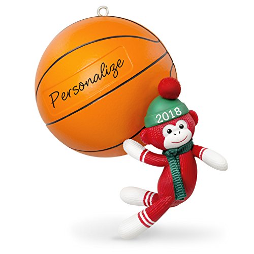 Hallmark Keepsake Personalized Christmas Ornament 2018 Year Dated, Basketball Star Sock Monkey