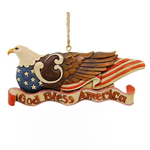 Jim Shore Heartwood Creek Patriotic Eagle Stone Resin Hanging Ornament, 2”