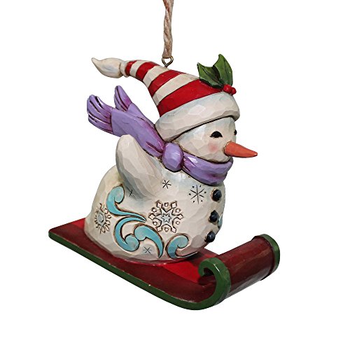 Enesco Snowman Sledding Ornament, Multicolor
