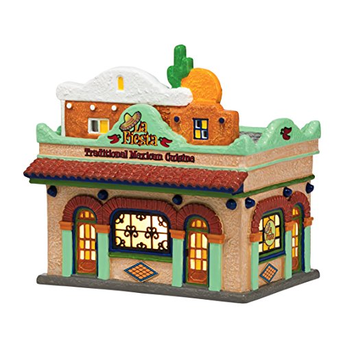 Department 56 Snow Village La Fiesta Restaurante Lit House, 7.48 inch