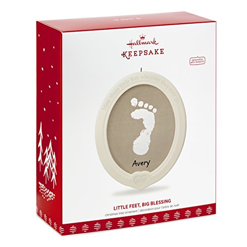 Hallmark Keepsake 2017 Little Feet, Big Blessing Baby's Footprint Porcelain Dated Christmas Ornament Kit