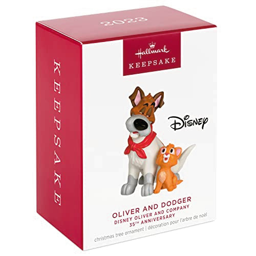 Hallmark Keepsake Christmas Ornament 2023, Disney Oliver and Company 35th Anniversary Oliver and Dodger, Gifts for Disney Fans