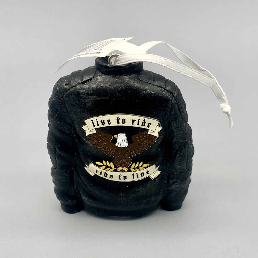 Hallmark ornament 2022 Leather Biker Jacket Ornament Eagle Live to Ride - Ride to Live