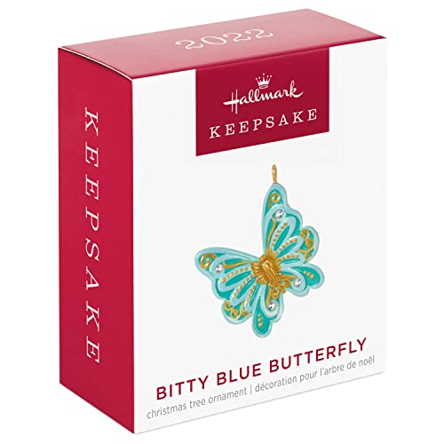 Hallmark Keepsake 1.2" Miniature Plastic Christmas Ornament 2022, Bitty Blue Butterfly