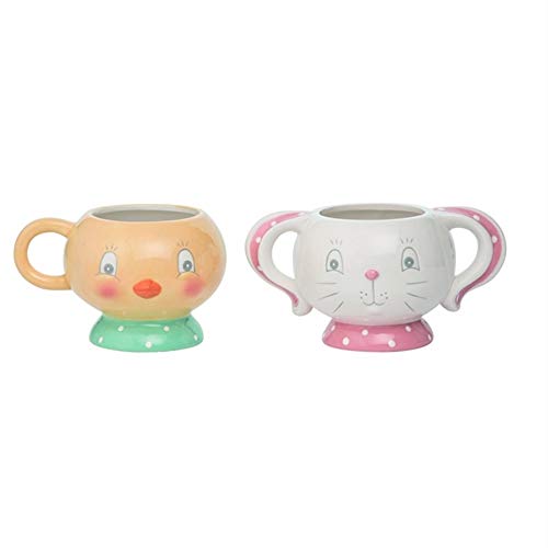 Transpac A5072 Dolomite Easter Dottie Chick and Bunny Mug, Set of 2, 6-inch Length