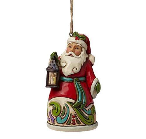 Enesco Jim Shore Heartwood Creek Santa with Lantern Mini Ornament, 3.5"