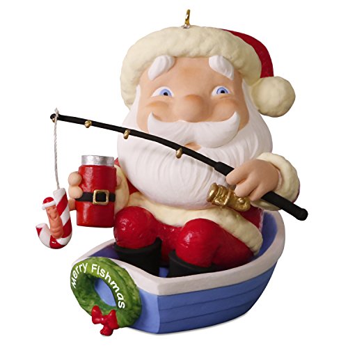 Hallmark Keepsake 2017 Merry Fishmas Santa Fishing Christmas Ornament