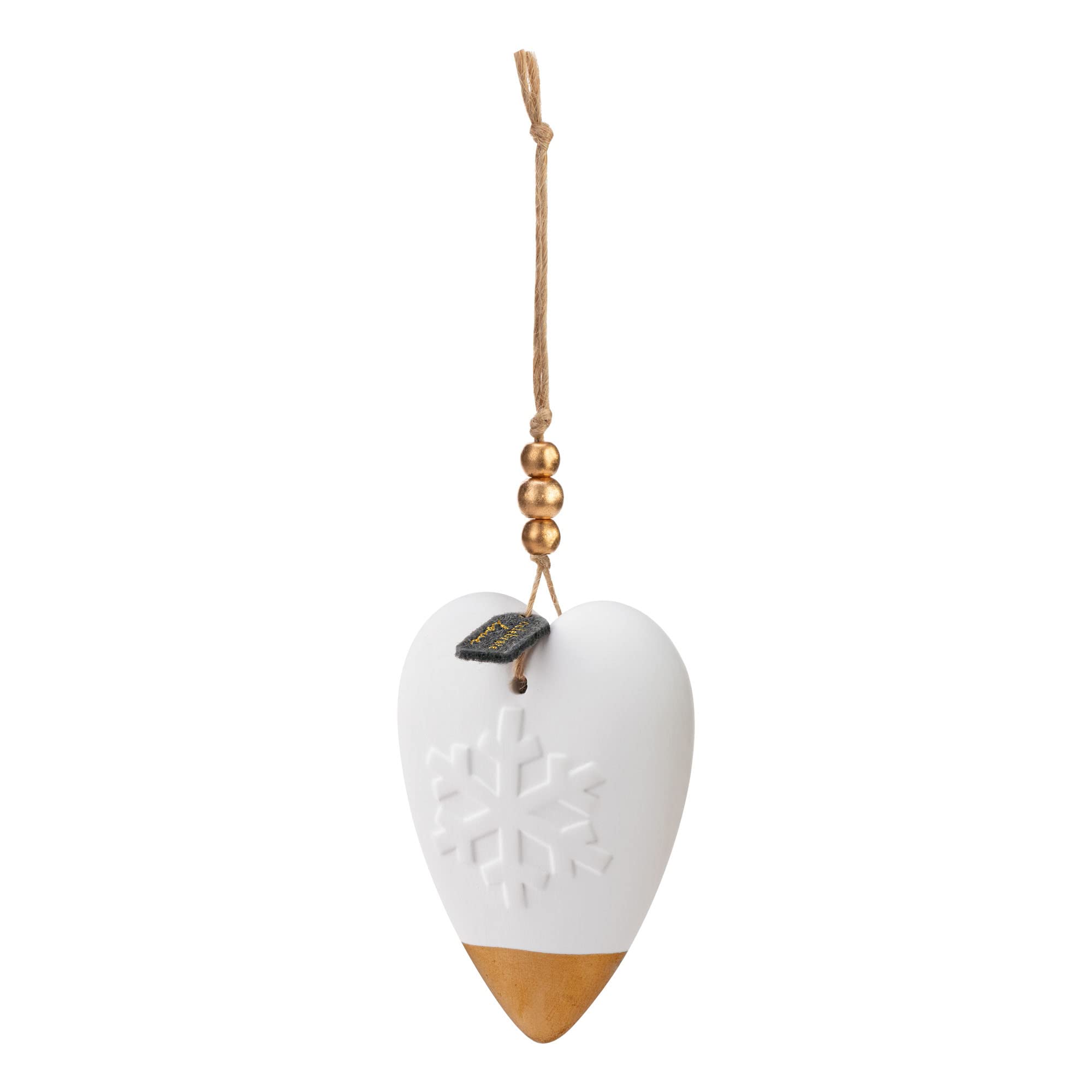 DEMDACO Heart Gold Tone and White 3.5 Inch Fragrance Oil Diffuser Hanging Christmas Ornament 2 PC Set