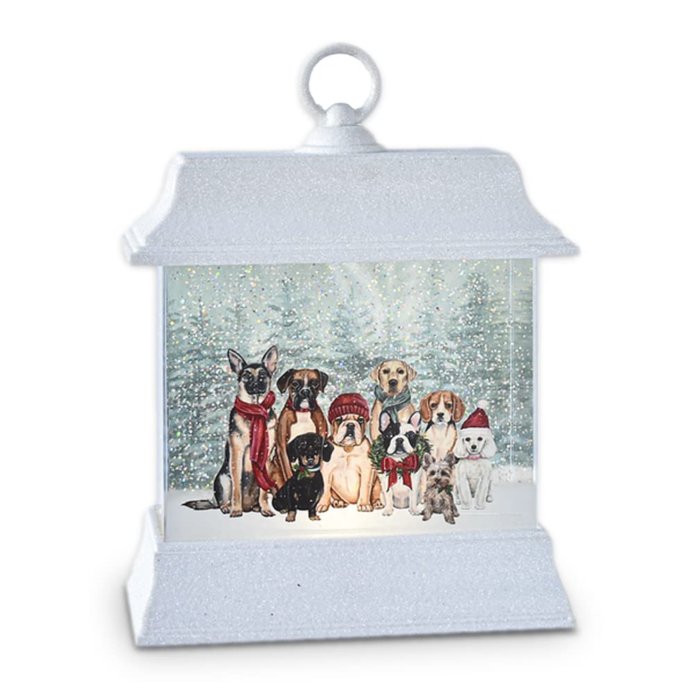 Ganz LED Light Up Shimmer Holiday Dog Scene Lantern, Multicolor, 9 Inches