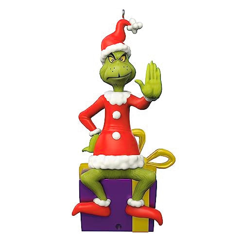 Hallmark Keepsake Christmas Ornament 2023, Dr. Seuss's How the Grinch Stole Christmas! Grinch Peekbuster Ornament With Motion-Activated Sound, Gifts for Grinch Fans