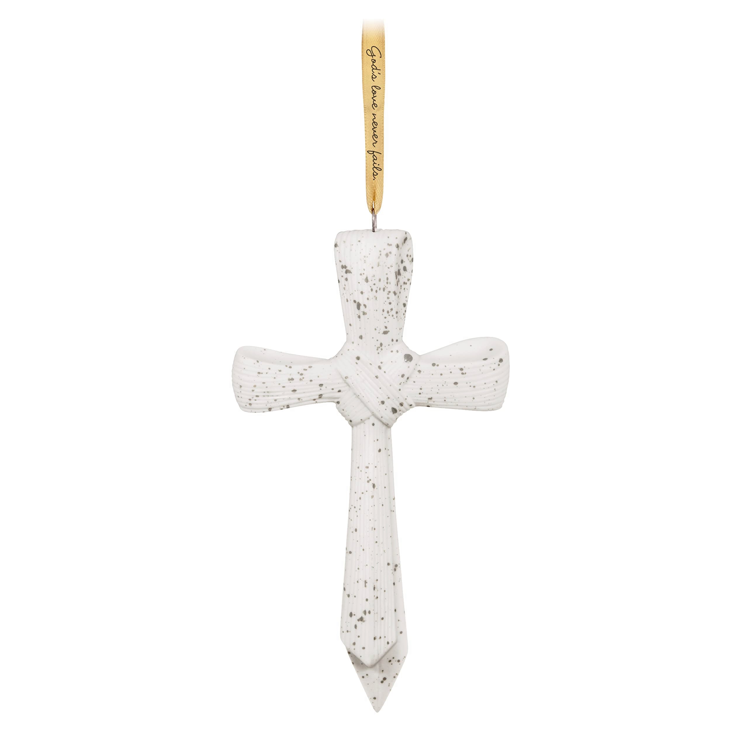 Hallmark Keepsake Christmas Ornament 2023, Porcelain Cross, God's Love Never Fails, Religious Gifts