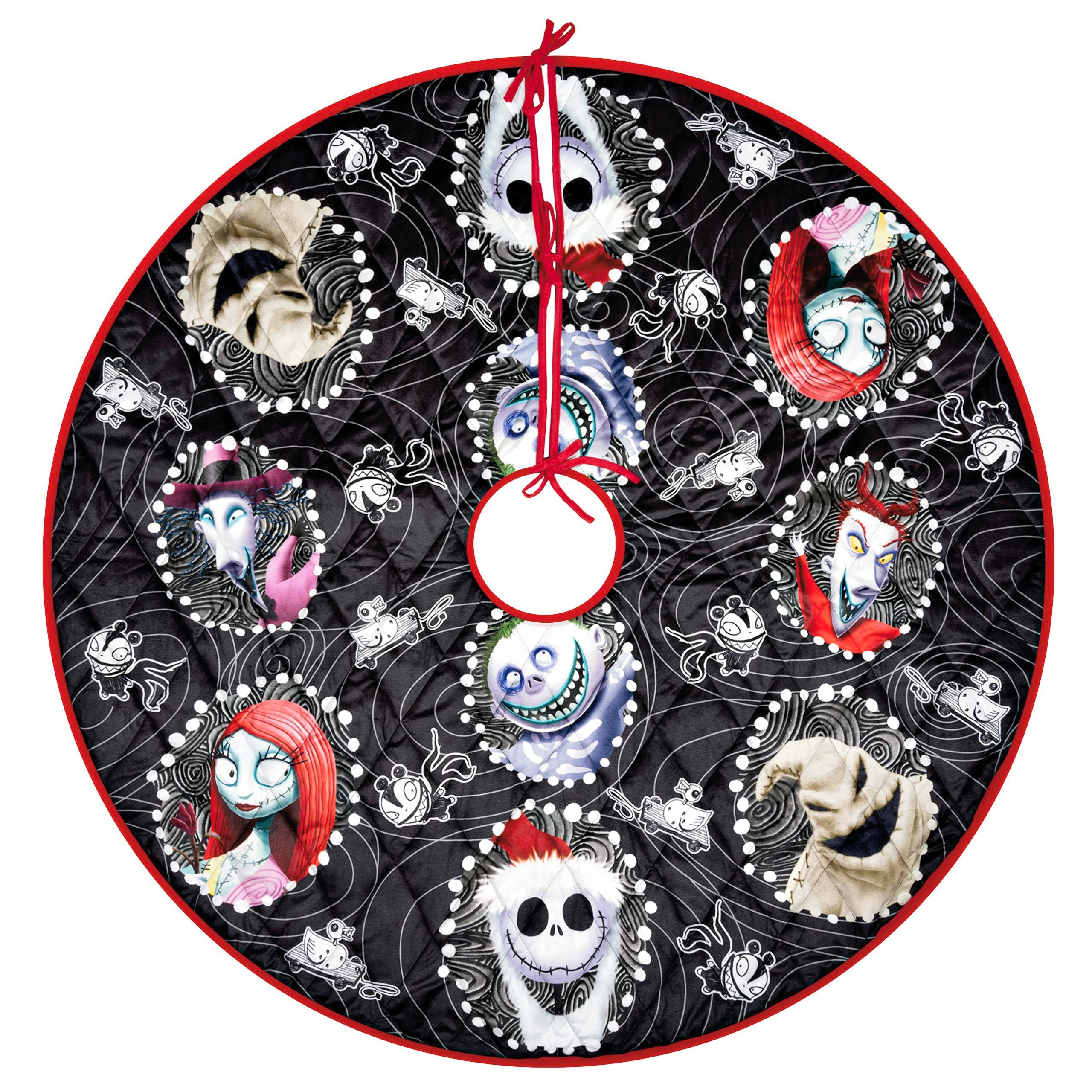 Hallmark Keepsake Christmas Tree Skirt, Disney Tim Burton's The Nightmare Before Christmas Halloween Town, 48", Fabric Tree Skirt, Gifts for Disney Fans
